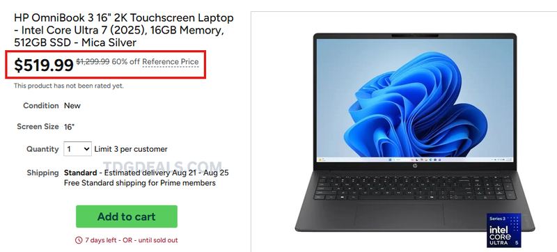 INTEL CORE ULTRA 7 LAPTOP $519.99 💻