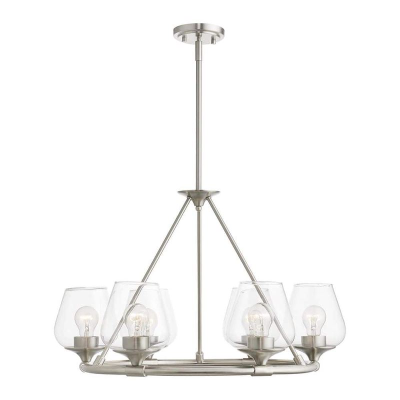 Livex Lighting - Willow 6-Light Brushed Nickel Wagon Wheel Chandelier with Clear Glass Shades