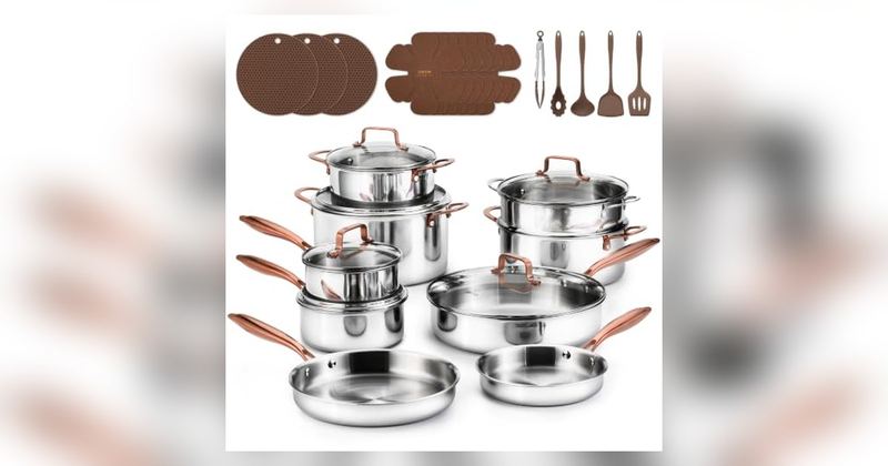 $299.99 CAROTE 30-PIECE STAINLESS COOKWARE SET FOR $169.98