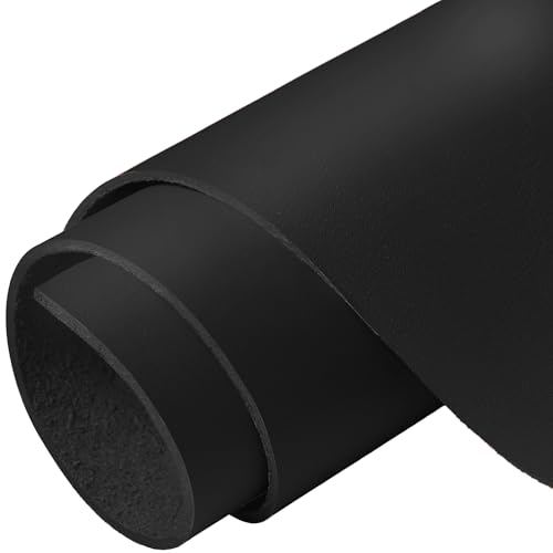Genuine Leather Sheet for Crafts - Full Grain Crazy Horse Cowhide 1.8-2.0MM Thick Oil-Tanned Leather for Tooling, Leatherworking, Sewing Hobby, Crafting Leather Black 8"x 12"