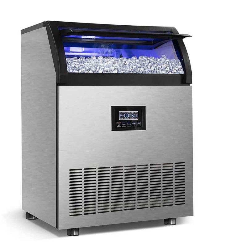 futhork - 24.4 in. 250 lb./Day Freestanding Ice Maker in Stainless Steel w/FullSize Cube Production for Home Bar and Entertainment