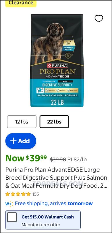 PURINA PRO PLAN LARGE BREED DOG FOOD FOR $25
