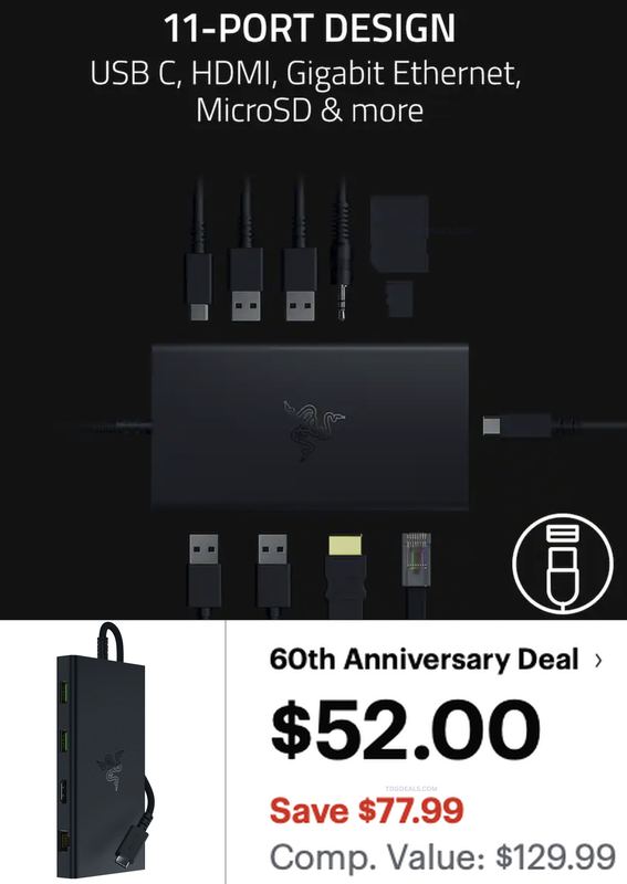 $52 RAZER 11-PORT USB-C DOCK STATION @ BEST BUY