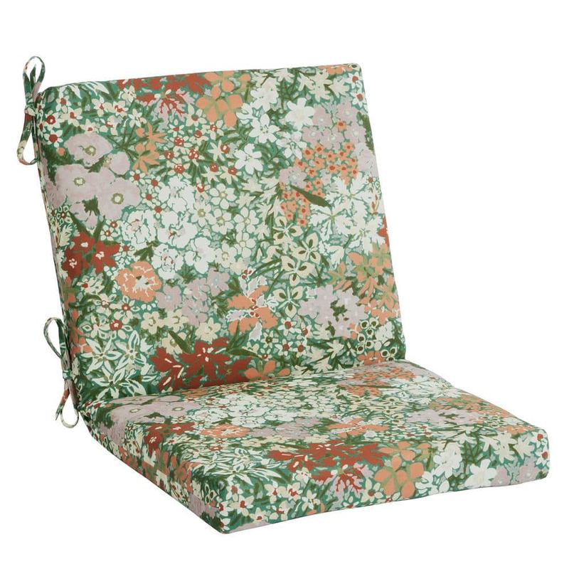Hampton Bay - 20 in. W x 17 in. D Universal Outdoor Mid Back Dining Chair Outdoor Cushion in Endive Floral
