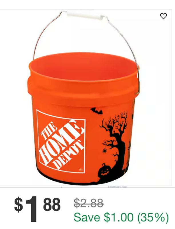 IN-STOCK HOME DEPOT'S HALLOWEEN CANDY BUCKET IS $1.88
