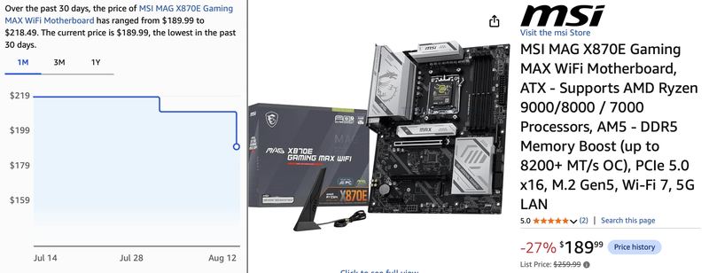 $259.99 MSI MAG X870E MOTHERBOARD NOW $189.99 ✅