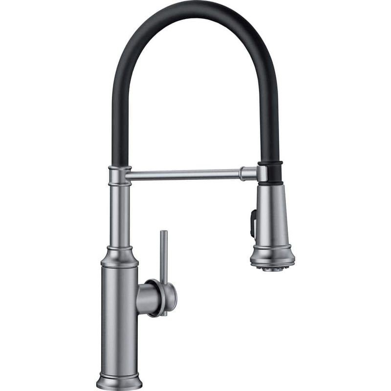 Blanco - EMPRESSA Single Handle Gooseneck Pull-Down Sprayer Kitchen Faucet in Stainless Steel