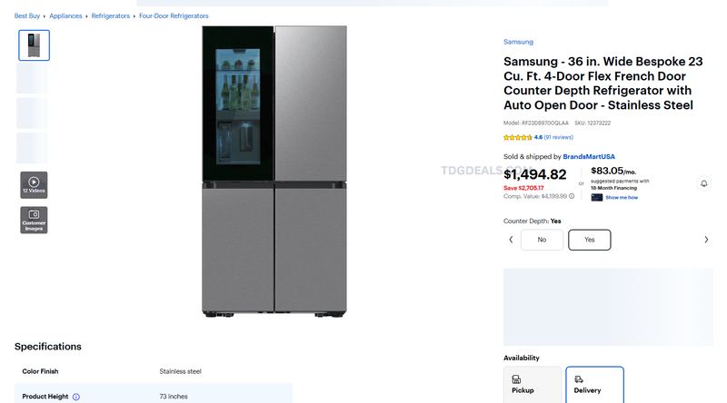 SAMSUNG BESPOKE REFRIGERATOR DEAL
