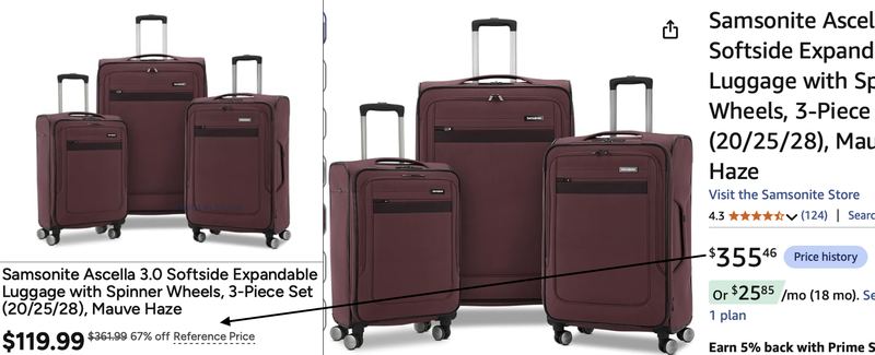 -67% OFF SAMSONITE ASCELLA 3.0 3-PIECE LUGGAGE SET 🧳