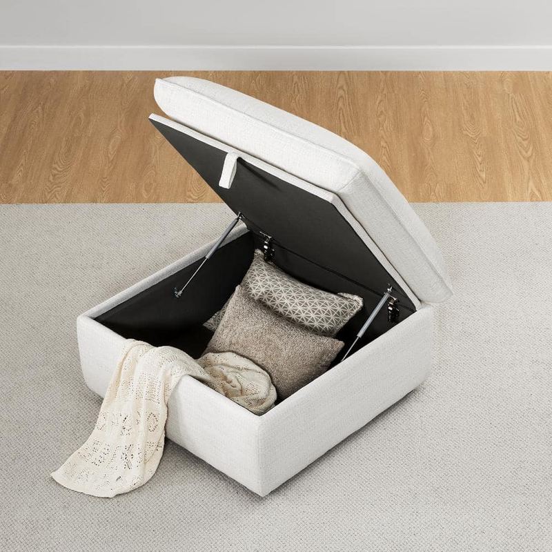 Spruce & Spring - Nereidix 34 in. Fabric Storage Ottoman Sectional Sofa in Cream for Living Room
