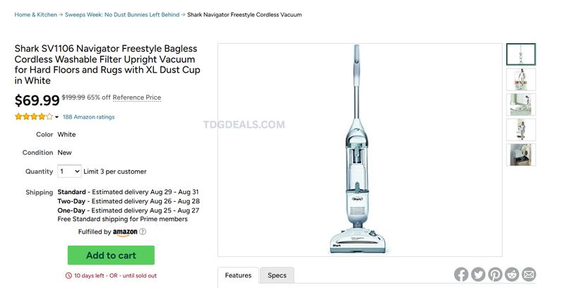 SHARK NAVIGATOR FREESTYLE CORDLESS — $69.99