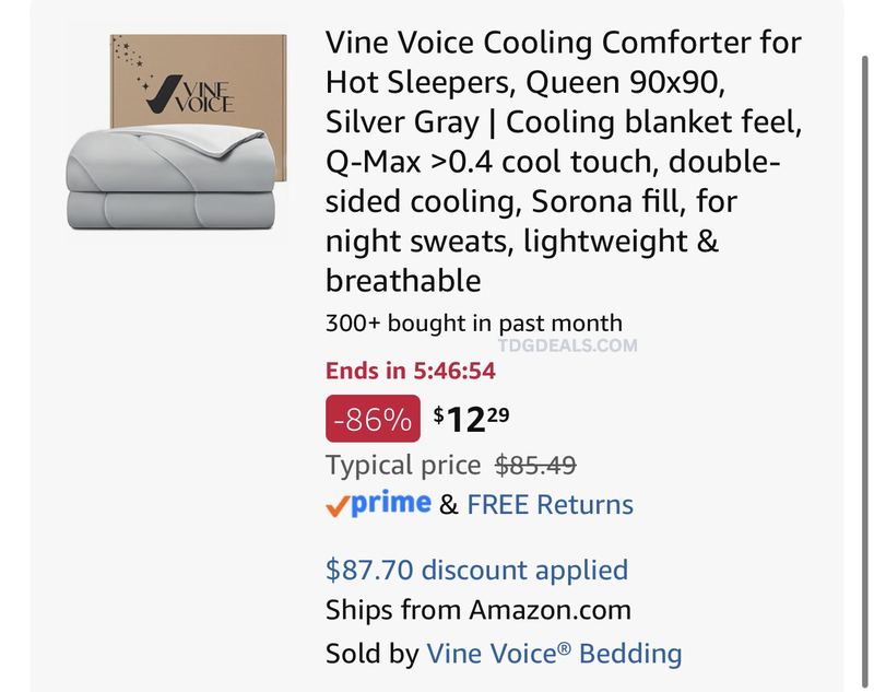 QUEEN COOLING COMFORTER FOR $12 ON AMAZON