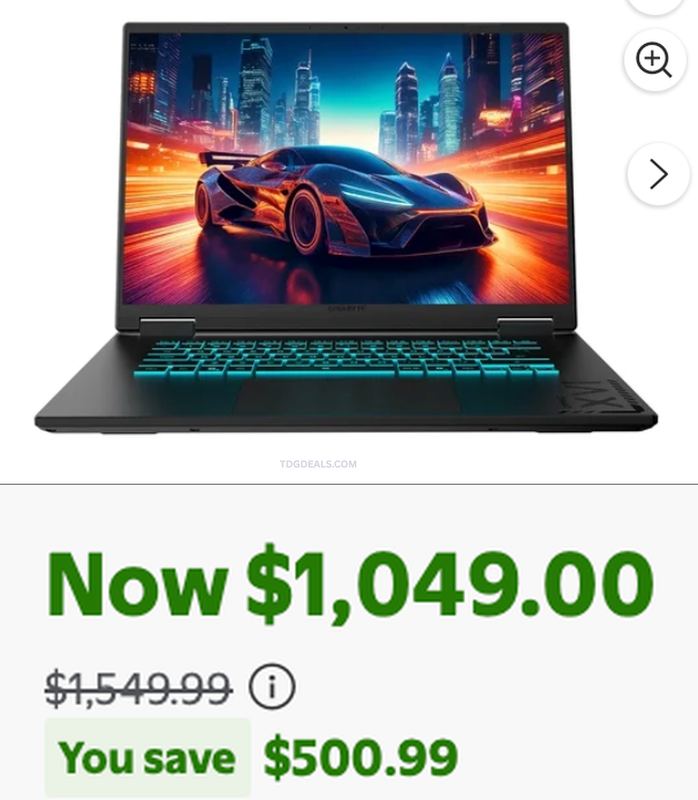 $500.99 OFF GIGABYTE GAMING A16 16 IN. LAPTOP RTX 5060
