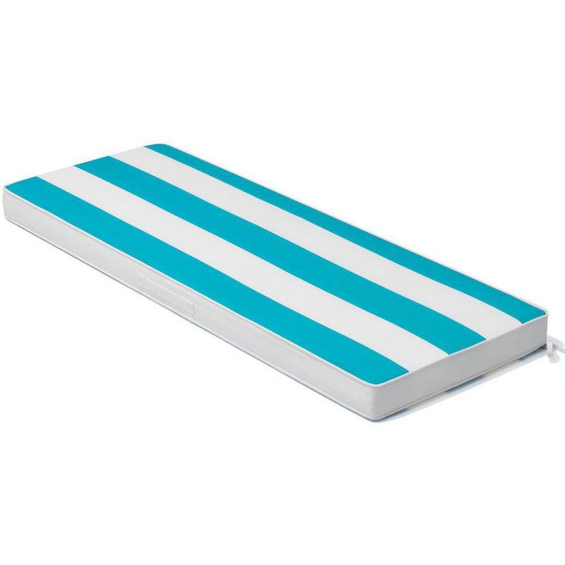 48 in. x 18.5in. x 3.1 in. Outdoor Bench Cushion in Blue and White Stripe Thickened Patio Seat Cushion w/Ties and Handle
