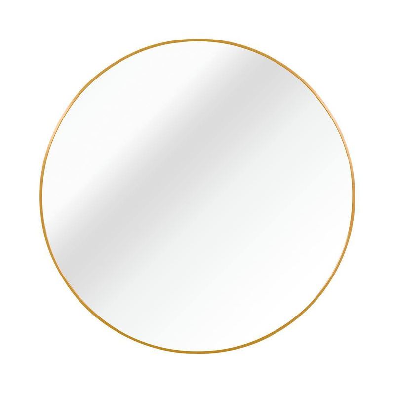 HUOVTR - 42 in. W x 42 in. H Gold Modern Round Framed Wall Mirror