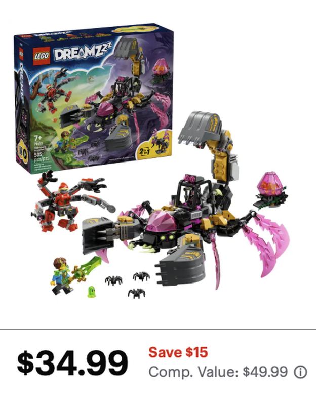 $49.99 LEGO DREAMZZZ NIGHTMARE SCORPION DIGGER NOW $34.99