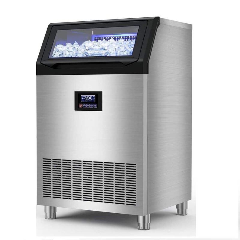 futhork - 24.4 in. 350 lb. /Day Freestanding Ice Maker in Stainless Steel w/ Full-Size Cube Production for Home,Bar&Entertainment