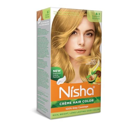Nisha Creme Permanent Hair Dye, 100% Gray Hair Coverage, Rich & Bright Long Lasting Blonde Hair Dye Color Kit, Golden Blonde, 150gm / 5.29 Ounce