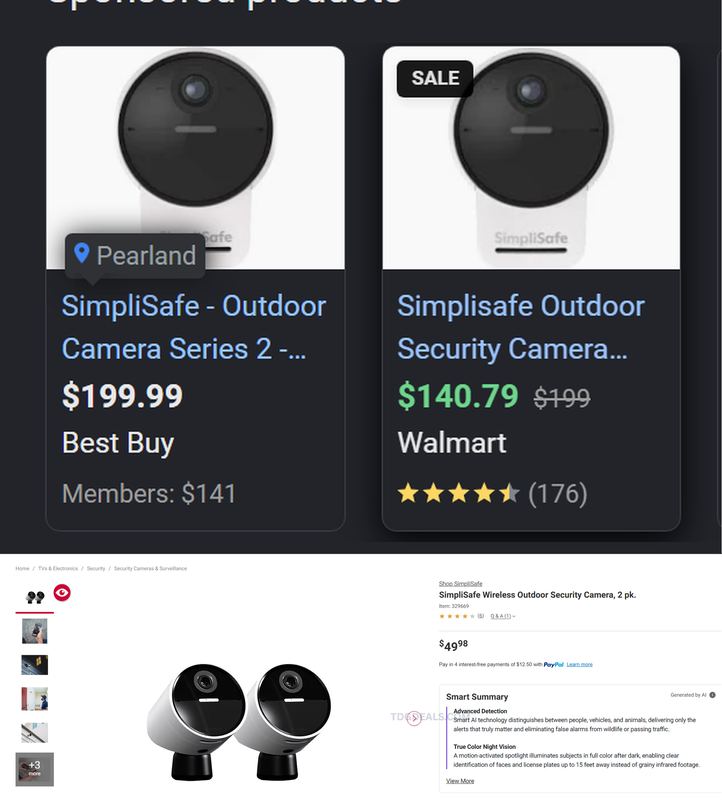 SIMPLISAFE OUTDOOR CAMERAS 2-PACK — $49.98