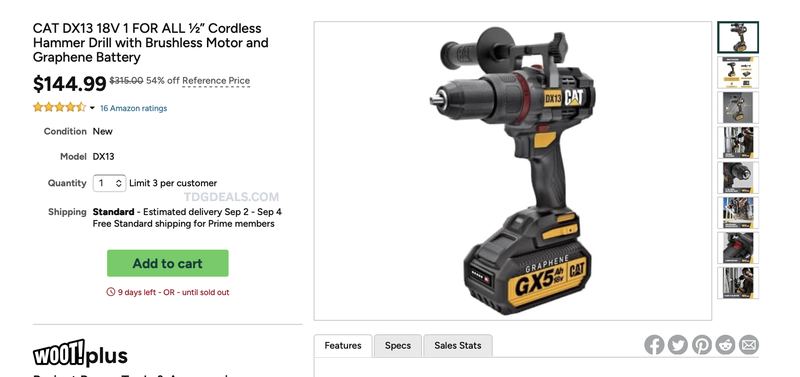 $315 CAT DX13 18V CORDLESS HAMMER DRILL FOR $144.99