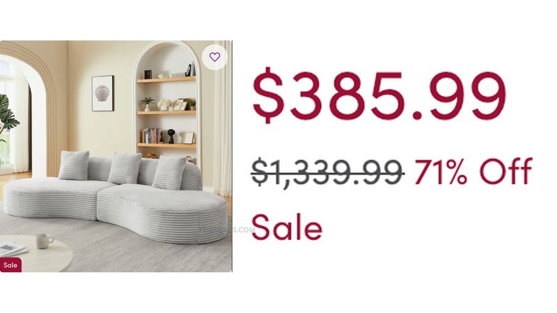 $385.99 GREY CORDUROY SECTIONAL (NO ASSEMBLY)