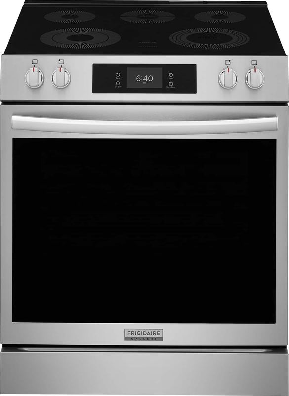Frigidaire - Gallery 30 in. Wide 5 elements 6.2 Cu. Ft. Slide-In Electric Range with Stone-Baked Pizza and 15+ Ways to Cook - Stainless Steel