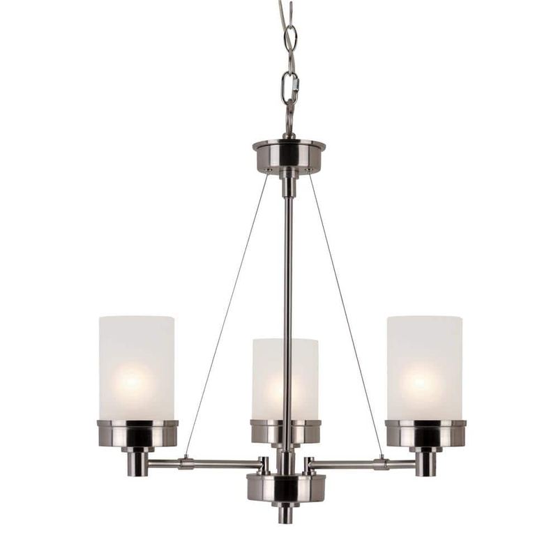 Bel Air Lighting - Fusion 3-Light Brushed Nickel Chandelier Light Fixture with Frosted Glass Shades