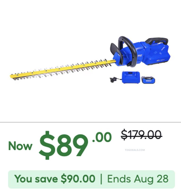 $179 KOBALT 40V 24IN HEDGE TRIMMER NOW $89