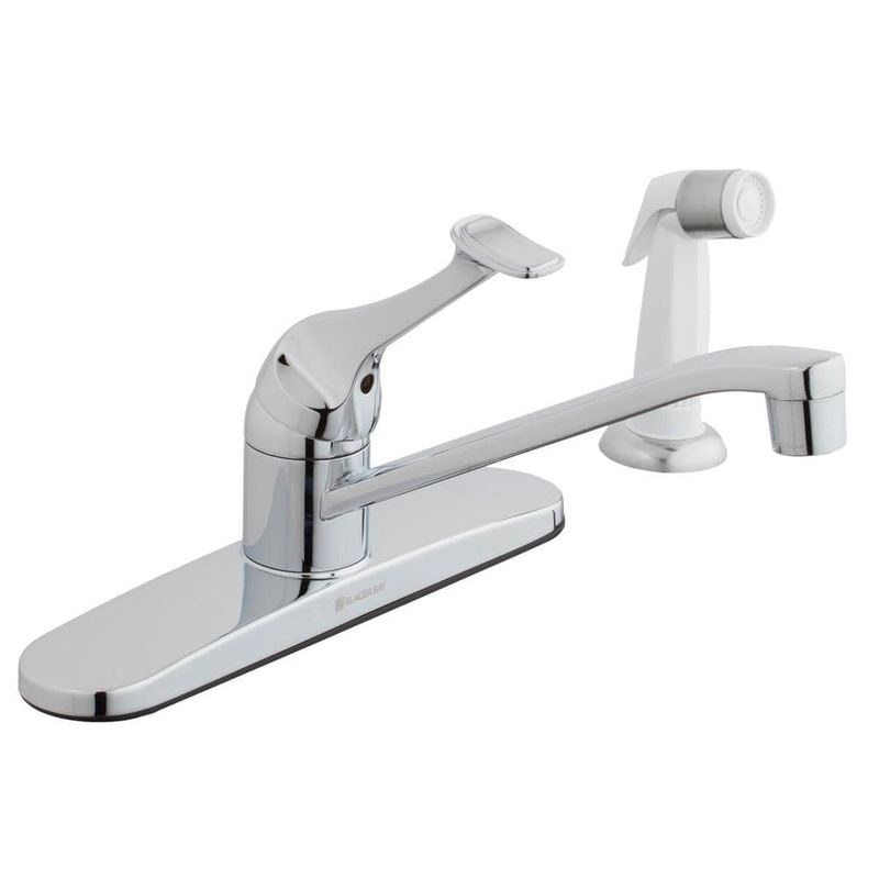 Glacier Bay - Single-Handle Standard Kitchen Faucet with White Side Sprayer in Polished Chrome