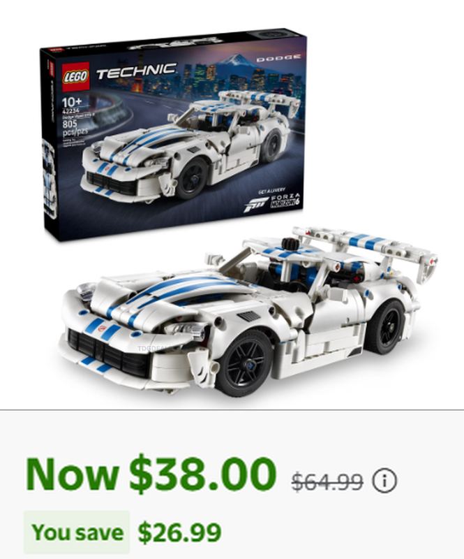 LEGO DODGE VIPER GTS-R DOWN TO $38