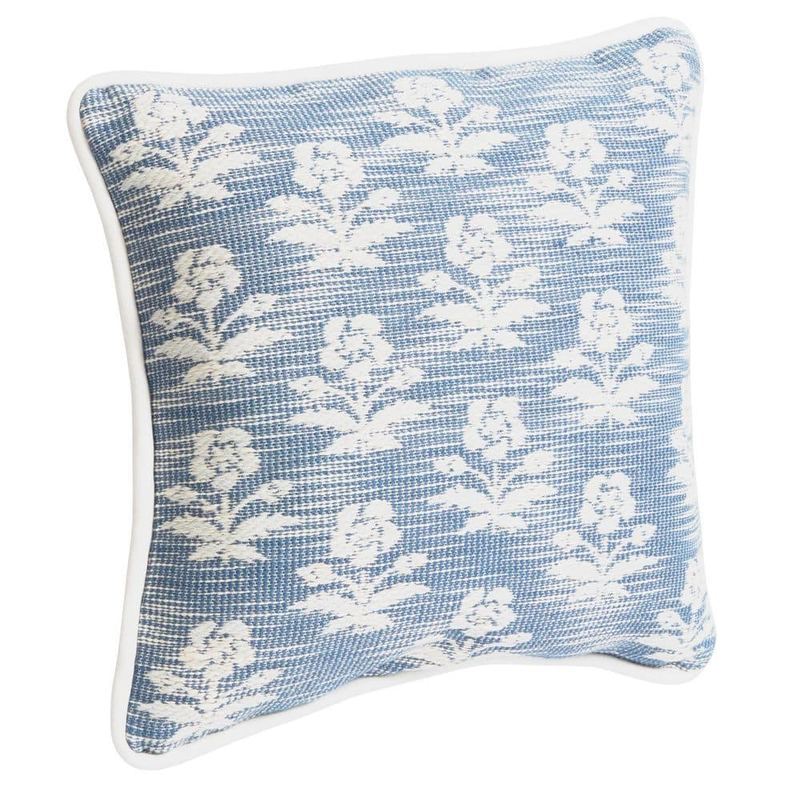 Hampton Bay - 20 in. x 20 in. Woven Outdoor Patio Throw Pillow in Lake Block