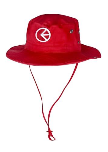 Ethika Boonie Hat, Wide Brim Outdoor Cap with Adjustable Chin Strap (Red, S|M)