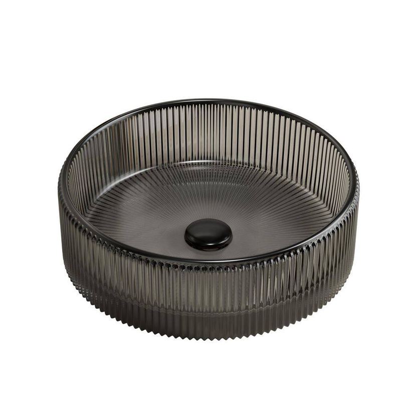 JimsMaison - 14 in. Glass Bathroom Sink Basin Without Cabinet in Black