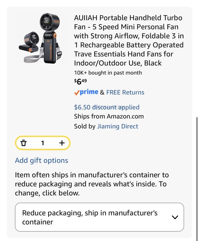 $6 Portable Handheld Turbo Fan (5-Speed)