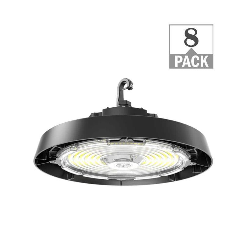 ETI LIGHTING - 8-Pack 11 in. 400-Watt Equivalent LED Black High Bay Light 36,000LM 200W 220W 240W 3000K 4000K 5000K 120-277V Dimmable