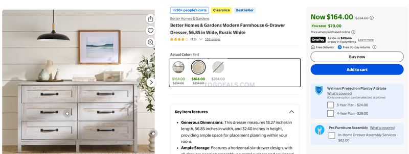 $164 Better Homes & Gardens 6-Drawer Dresser