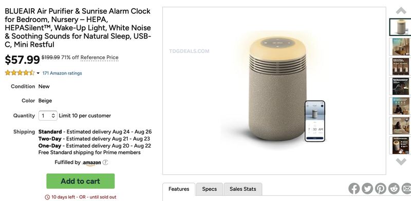 BLUEAIR Air Purifier + Sunrise Alarm Clock is down to $57.99
