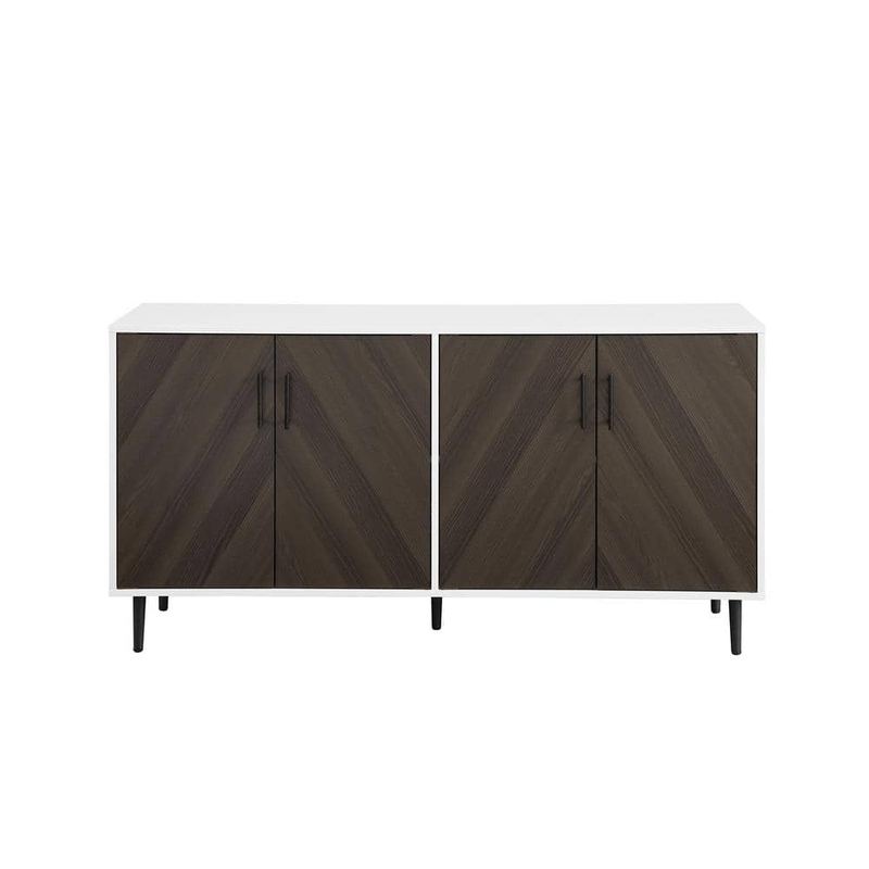 Walker Edison Furniture Company - Hampton 58 in. Ash Brown Bookmatch and Solid White Buffet Stand