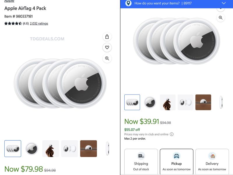 YMMV: Apple AirTag 4-Pack for $39.91 at Sam's Club