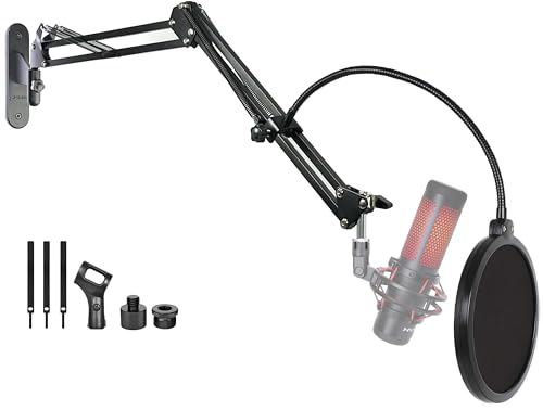 Microphone Wall Mount,Mic Boom Arm Wall Stand Holder compatible with HyperX Solocast Duocast/Quadcast 2/Quadcast S/Quadcast 2 S/Quadcast USB-Microphones