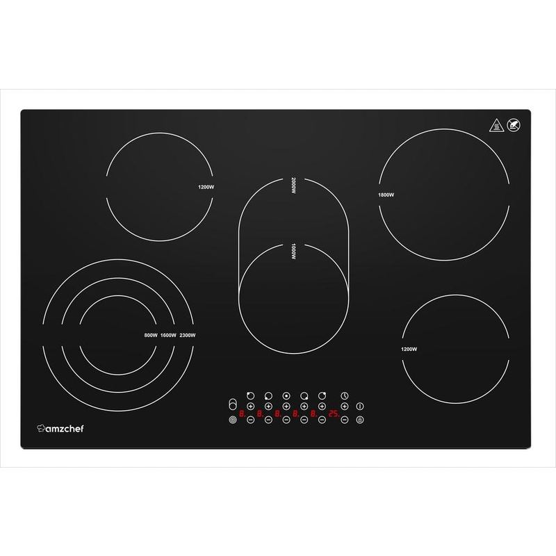 amzchef - 30 in. 5 Elements Electric Cooktop in Black with Timer and Kid Safety Lock, Sensor Touch Control