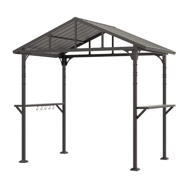 Zerpod - 8 ft. x 5 ft. Gray Outdoor Grill Hardtop Gazebo with Sloping Galvanized Steel, Garden