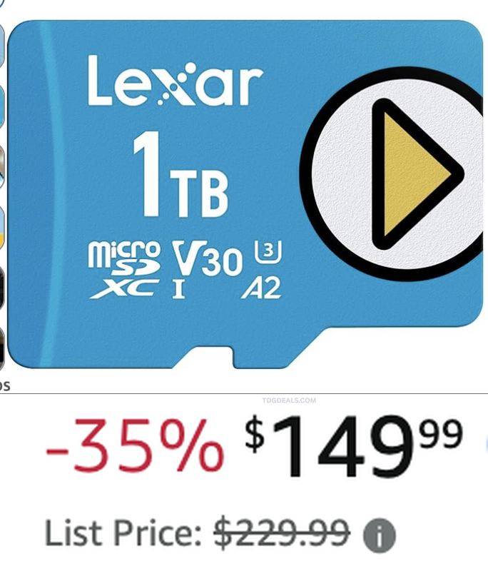 $149.99 LEXAR 1TB PLAY MICRO SD CARD