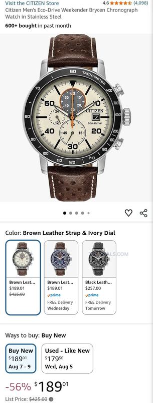 CITIZEN ECO-DRIVE WEEKENDER BRYCEN WATCH - $189.01