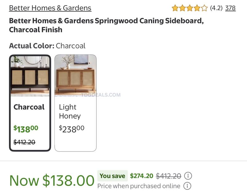 $138 Better Homes & Gardens Springwood Caning Sideboard