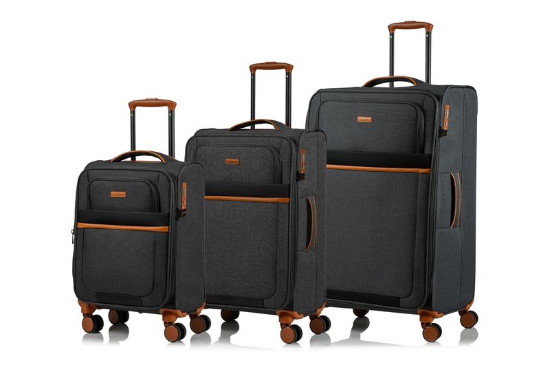 Champs - Classic II Collection 3 Piece Ultra Soft Side Luggage Set - Black