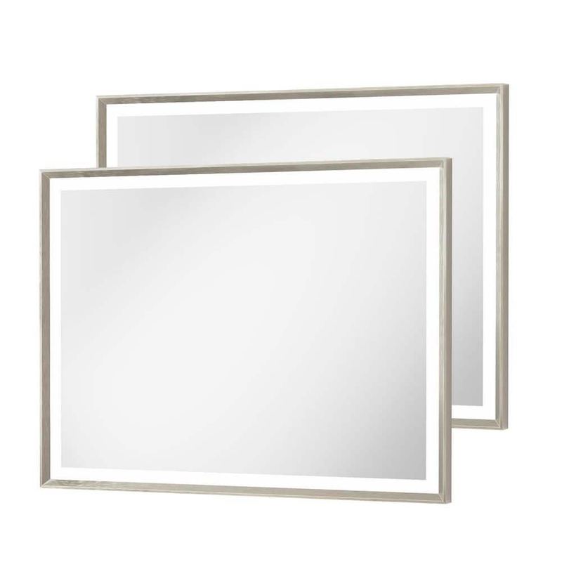 ACEGOSES - 2-Pack 40 in. W x 30 in. H Dimmable LED Anti-Fog Modern Aluminum Bathroom Vanity Mirror with Memory, Brushed Nickel