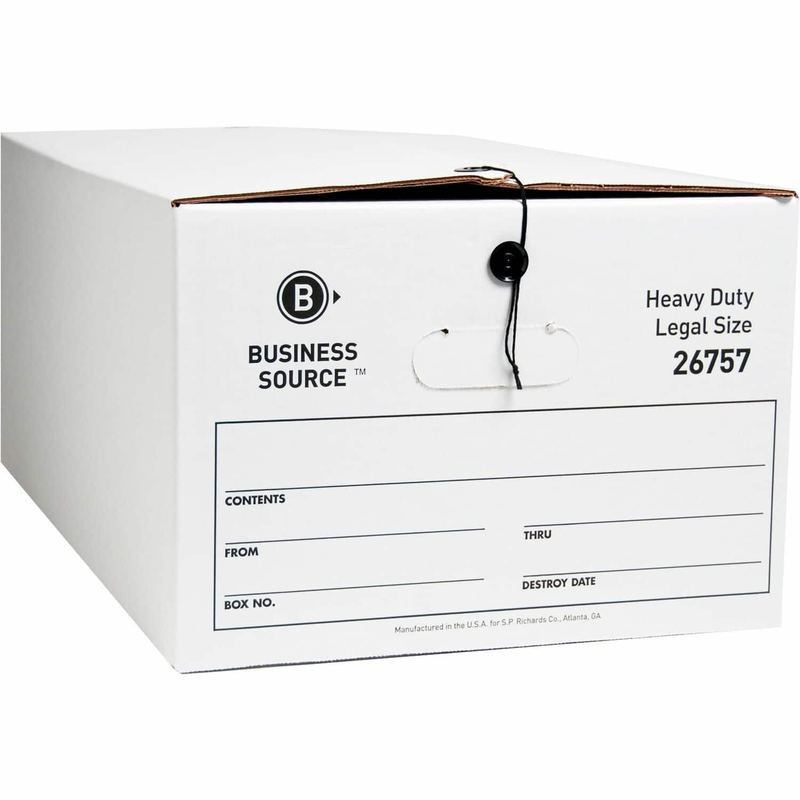 Business Source - Heavy Duty Legal Size Storage Box Medium Stackable White For File Recycled 12 / Carton