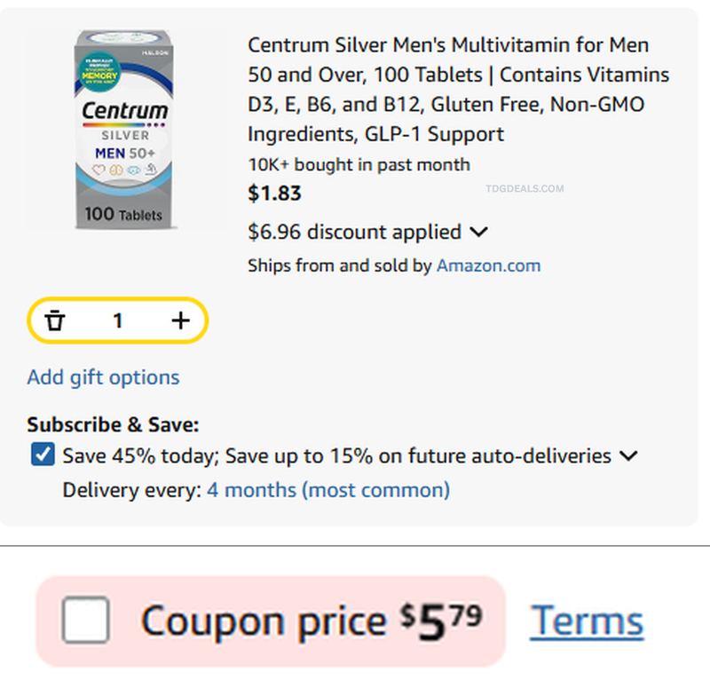 CENTRUM SILVER 100-COUNT FOR $1.83 👀