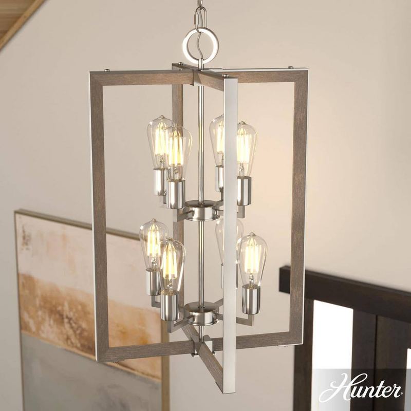 Hunter - Woodburn 8-Light Brushed Nickel Tier Pendant Light